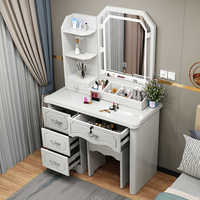 Coiffeuse de luxe avec miroir et tiroirs, ensemble de table de maquillage moderne avec armoire de rangement pour chambre à coucher