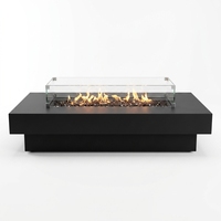 Cheminée à gaz en acier moderne à personnalisation intégrée, grande table de feu extérieure robuste, garantie 5 ans