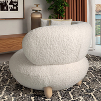 Chaise longue moderne au design actuel en tissu, fauteuil simple rond pour salon, style Teddy