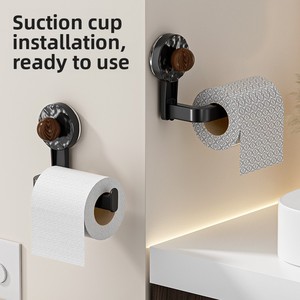 Portarotolo Doppio da <span class=keywords><strong>Bagno</strong></span> Multifunzionale in Plastica, Montaggio a Parete Senza Fori, Design Sostenibile con <span class=keywords><strong>Ventosa</strong></span> - Product Image 2