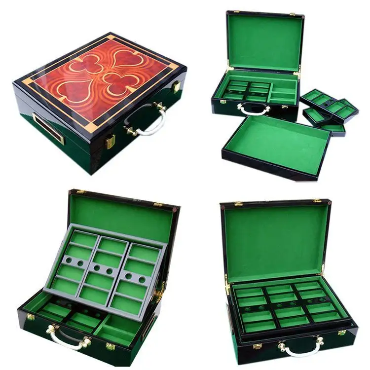 Bằng Gỗ Poker Chip Set 300 Trường Hợp Bằng Gỗ 500 Bộ