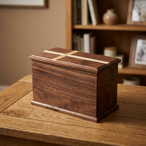 Handmade Traditional Square Wooden Urn Walnut Ashes Cremation <b>Keepsake</b> <b>Box</b> Custom Funeral <b>Memorial</b> Tabletop Vase - I H C - Product Image 4