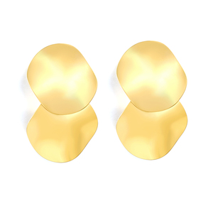 18K <b>Gold</b> Plated 304 Stainless Steel Irregular Double <b>Disc</b> Earrings, Hypoallergenic Tarnish Free Fashion Jewelry Wholesale - Product Image 3