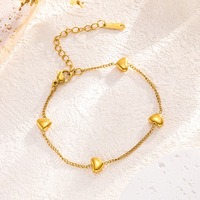Bracelet en acier inoxydable 316L plaqué or 18 carats RINHOO, couleur or, en forme de cœur, pour femmes et filles, bracelet tendance, bijoux de fête, cadeau, résistant à la rouille