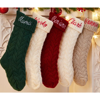 Cadeaux brodés personnalisés tricotés monogramme famille chaussettes colorées tricot bas de noël hiver chaussettes de père noël