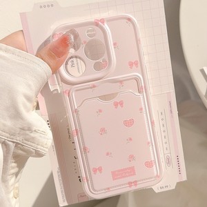 Custodia coreana per telefono con porta carte rosa carina per iPhone 17 Air 16 15 <span class=keywords><strong>14</strong></span> 13 12 11 <span class=keywords><strong>Pro</strong></span> X XR Plus custodia morbida antiurto - Product Image 3