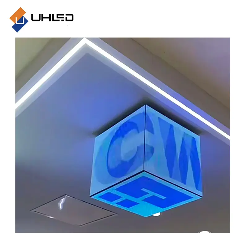 Écran de forme spéciale imperméable à l'eau pour intérieur Panneaux de magasin Cube Écran publicitaire Led Rubik's Led Cube Display Store Indoor UHLED