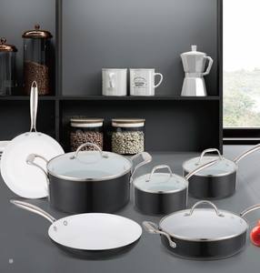 10PCS Keramik beschichtung Kochgeschirrs ets mit Edelstahl griff Hochwertiges Kochgeschirr <span class=keywords><strong>Set</strong></span> Werks geschenks ets - Product Image 6