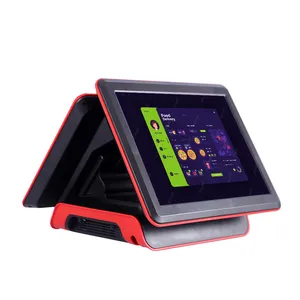 Supermarkt 15 Inch Dual Screen Touch Screen Restaurant Pos-systeem Alles In Een Pc Met Kassa