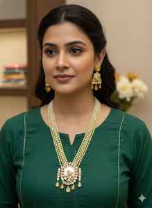 Conjunto de collar y pendientes Polki premium, joyería de moda para bodas, producto hecho a mano al por mayor. - Product Image 4