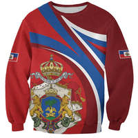 Pull-over homme à manches longues et col rond, coupe ajustée, avec impression par transfert thermique de la carte d'Haïti et motif 'Paix', vente en gros
