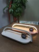 3 In 1 Mobiel Laadstation 15W Snelle Draadloze Opladerstandaard Met Led-Lamp En Afneembare Wekker