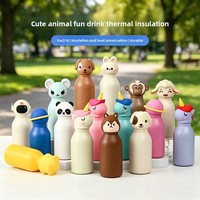 Mug isotherme portable en acier inoxydable en forme d'animal de dessin animé pour enfants, personnalisable, mignon, avec bec verseur, 6-12 heures