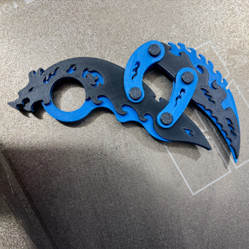 Couteau pliant griffe de dragon bleu et noir
