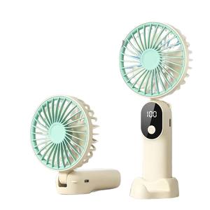 Kipas kecil 1200Mah dengan tampilan <span class=keywords><strong>Led</strong></span>, kipas genggam baterai Abs 18650 kipas tangan lipat 3-7 jam tampilan Digital - Product Image 4