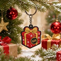 Porte-clés en PVC personnalisé pour boîte cadeau de Noël, usine OEM, vente en gros, en vrac, rouge, or, nœud, flocon de neige, en caoutchouc souple, fabricant