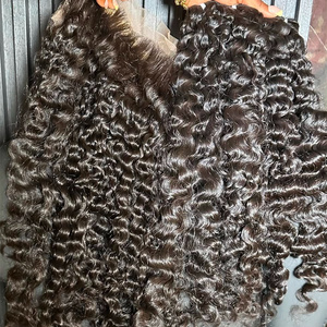 Perruque de cheveux humains bouclés pour <span class=keywords><strong>femme</strong></span>, avec closure frontale en dentelle suisse 13x4 pouces et 4x4 pouces, couleur noir naturel personnalisée - Product Image 6