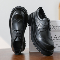 Mocassins à lacets pour hommes, à semelle épaisse de 4 cm, rehaussant la taille, motif brogue, bout rond, durables, de bonne qualité, chaussures habillées robustes