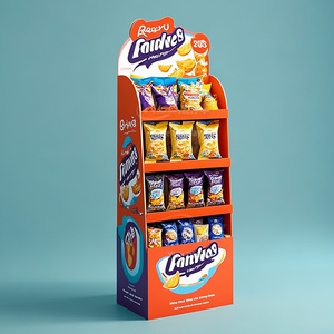 Giá để trưng bày sản phẩm bằng bìa cứng, 4 tầng, có logo tùy chỉnh, dành cho điểm bán lẻ thực phẩm, kệ giấy POP cho đồ ăn nhẹ tốt cho sức khỏe - Product Image 4