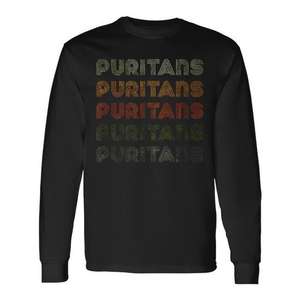 Puritans Long Sleeve T-<b>Shirt</b> <b>Grunge</b> Vintage Style Black Cotton Unisex Fit - Product Image 1