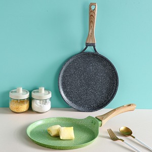 Poêle à crêpes en aluminium antiadhésive avec manche en bois, poêle à omelettes, poêle à steak, crêpière à <span class=keywords><strong>induction</strong></span>, ustensile de cuisine - Product Image 2