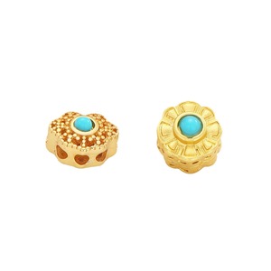 Gold Plated Imitation Turquoise Spacer <b>Beads</b> Flower Shape <b>Blue</b> Loose <b>Beads</b> For DIY Jewelry Making Bracelets Necklaces - Product Image 5