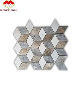 بلاط مودرن كارارا سداسي الأبعاد ثلاثي الأبعاد رمادي أبيض أسود بلاط فسيفساء لباكسبلاش المطبخ - Product Image 5