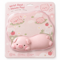Tapis de souris ergonomique avec repose-poignet en gel, motif cochon mignon, logo personnalisé, vente en gros, base antidérapante