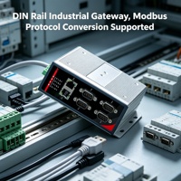 Gateway Industrial de Computación en Borde con Montaje DIN, Conversión de Protocolo RS485 RS422 485, Modbus RTU TCP MQTT, Riel de 35mm