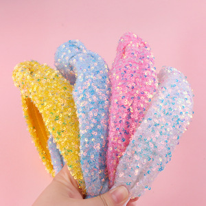 LRTOU بيع بالجملة أحدث صيحات الموضة الأوروبي النساء الشعر اكسسوارات الشعر لطيف الترتر شبكة واسعة معقود عقال للفتيات - Product Image 2