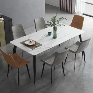 Toptan yemek masası seti 6 kişilik kombinasyon Modern İskandinav mermer yemek masası seti