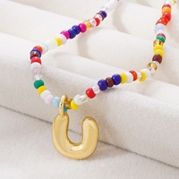 Collier ras du cou tendance pour femme, colliers à breloques perlées colorées, colliers personnalisés bohèmes avec initiales en forme de bulle