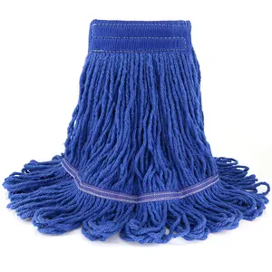 Wet Heavy Duty Looped-end Cotton Yarn Mop Commercial Industrial Grade Floor Cleaning Mops With Plastic Clamp