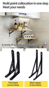 WEKIS Triangle Bracket Thickened <b>Wall</b> Shelf Support Fixed <b>Partition</b> Load Right-Angle Tripod <b>Iron</b> Frame - Product Image 5