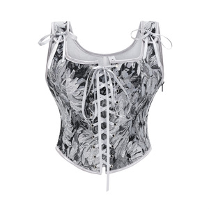 Corset gothique bleu à baleines, débardeur à lacets, style vintage, bustiers et corsets steampunk, corset amincissant sexy pour femme - Product Image 3