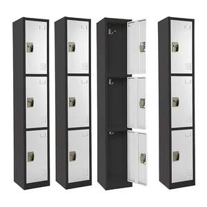 خزانة ملابس مفردة 3 أبواب خزانة 3 أبواب خزانة فولاذية واحدة Almirah واحدة صالات رياضية - Product Image 3