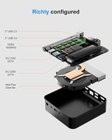 Mini PC industriel avec 8 Go de RAM, 256 Go de SSD, double sortie pour écran 4K, WiFi 5 et Bluetooth 4.2, ordinateur de bureau compact