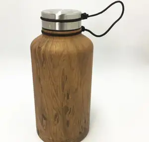 Portable Wooden Painted Double Wall Insulated 64oz Beer Growler With Neoprene Carrying Case