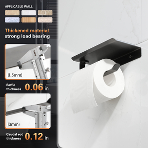 Porte-papier toilette mural moderne avec étagère pour téléphone, en acier inoxydable noir, distributeur de papier toilette rectangulaire minimaliste pour salle de bain - Product Image 3