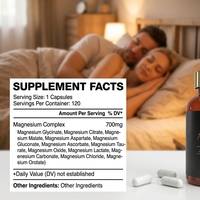 Suplemen Kompleks Magnesium 12 in 1 GMP Custom Private Label 700mg Kapsul Magnesium untuk Tulang dan Otot