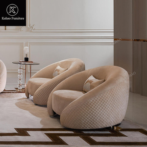 Set di Divani Curvi Eleganti in Stile Italiano di Alta Gamma, Divano Componibile in Velluto per Ville di Lusso e Progetti Alberghieri, Soluzione Completa per Arredamento - Product Image 3