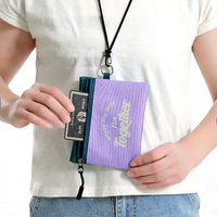 Pochette de voyage multi-zippée pour passeport en tissu Oxford, antivol, avec cordon détachable
