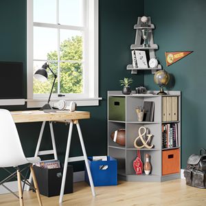 Armoire de rangement d'<span class=keywords><strong>angle</strong></span> vintage, armoire de rangement d'<span class=keywords><strong>angle</strong></span> en bois nordique pour jouets d'enfants avec 6 compartiments et 3 étagères inclinées - Product Image 6