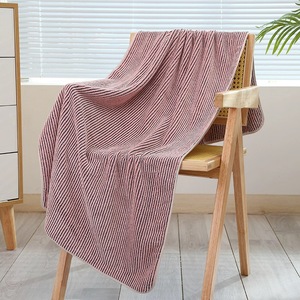 HIgh Quality Microfiber Lint Free Striped Hand Bath <strong>Towel</strong> Travel Hotel Spa Home Bathroom Soft Absorbent Coral Velvet Bath <strong>Towel</strong> - Product Image 6