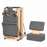 Reformer Pilates pliable en bois d’érable avec pieds réglables Machine de fitness professionnelle pour studio et maison