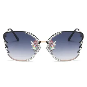 Specially for large frame street photo diamond-set sunglasses fashion metal women trend wholesale