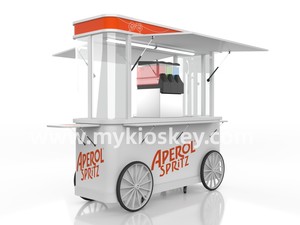 Chariot à café portable personnalisé en MDF pour l'extérieur, 4 roues, kiosque de restauration rapide, stand de crème glacée, bleu et blanc, <span class=keywords><strong>Myidea</strong></span> - Product Image 3