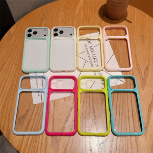 เคสโทรศัพท์อะคริลิกใสขอบนิ่มสีลูกกวาดหน้าต่างใหญ่ สำหรับ iPhone 18 Pro Max 17 16 15 14 ฝาหลังใส - Product Image 1