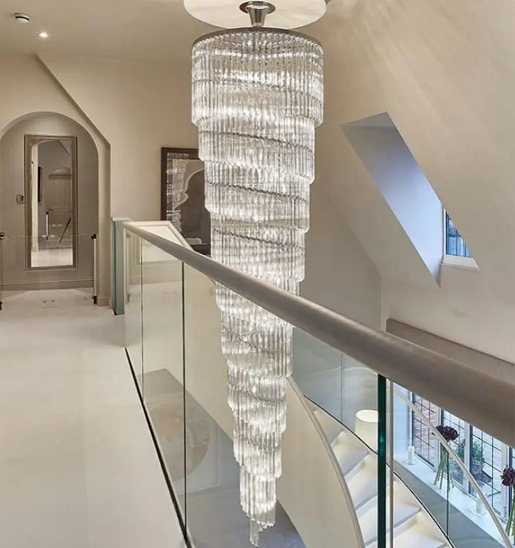 Hotel Home Decorative Modern Staircase Spiral Crystal Chandelier