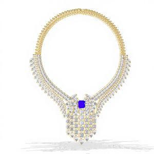 Collar de Diamantes de Lujo Extremo en Oro Amarillo de 18KT con Baño de Rodio, 82.2CT, Piedras Laterales de Corte Mixto, para Novias, Fiestas, Bodas, Regalos - Product Image 1